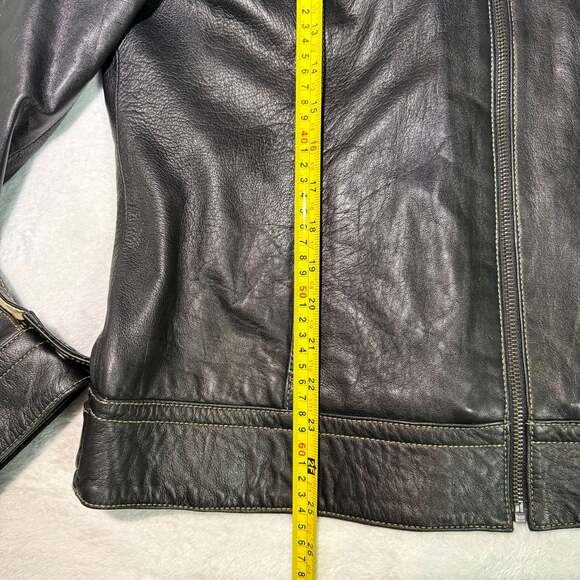 Black Leather Moto Jacket | Leopard Lined | Women’s L - Picture 10 of 10